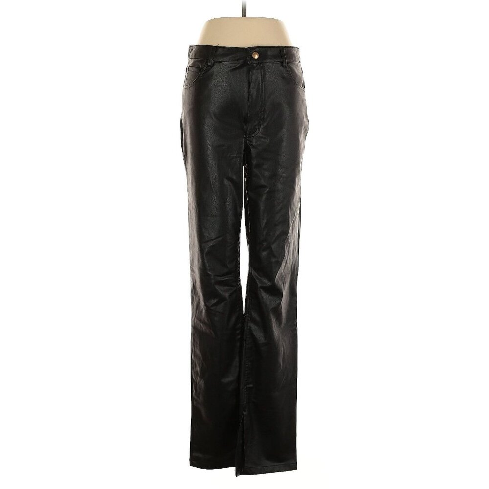 Zara Black Faux Leather Straight Leg Pants